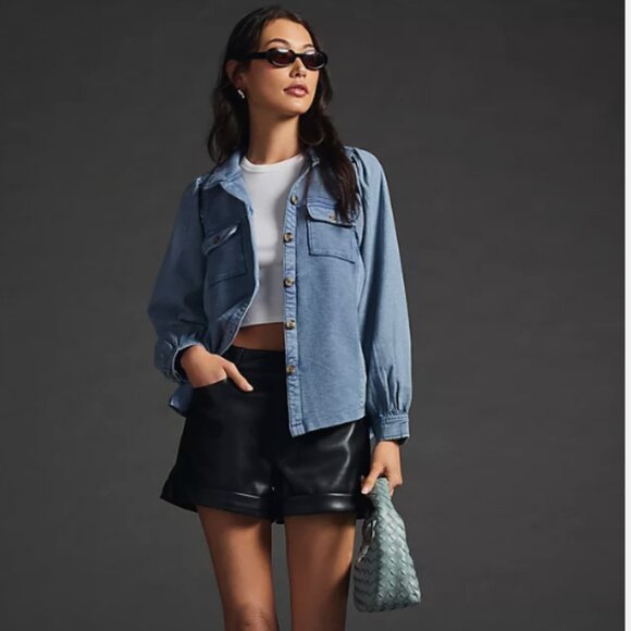 Pilcro Chambray Shacket Anthropologie Denim Colored Jacket Size XS - Picture 1 of 7